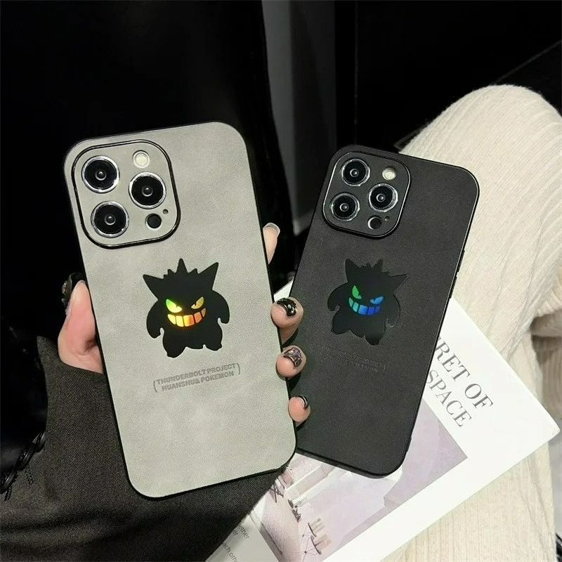 Phone Cases Like Loopy - Cartoon Anime Gengar Leather Texture Laser