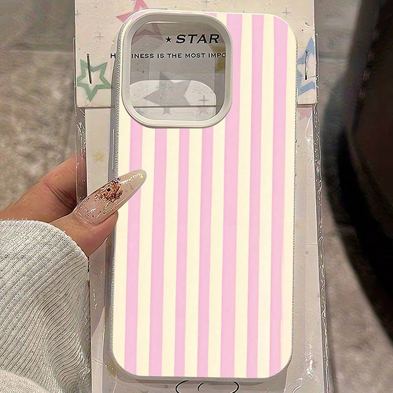 Phone Cases Like Loopy - Simple Pink Vertical Striped Lichee Pattern
