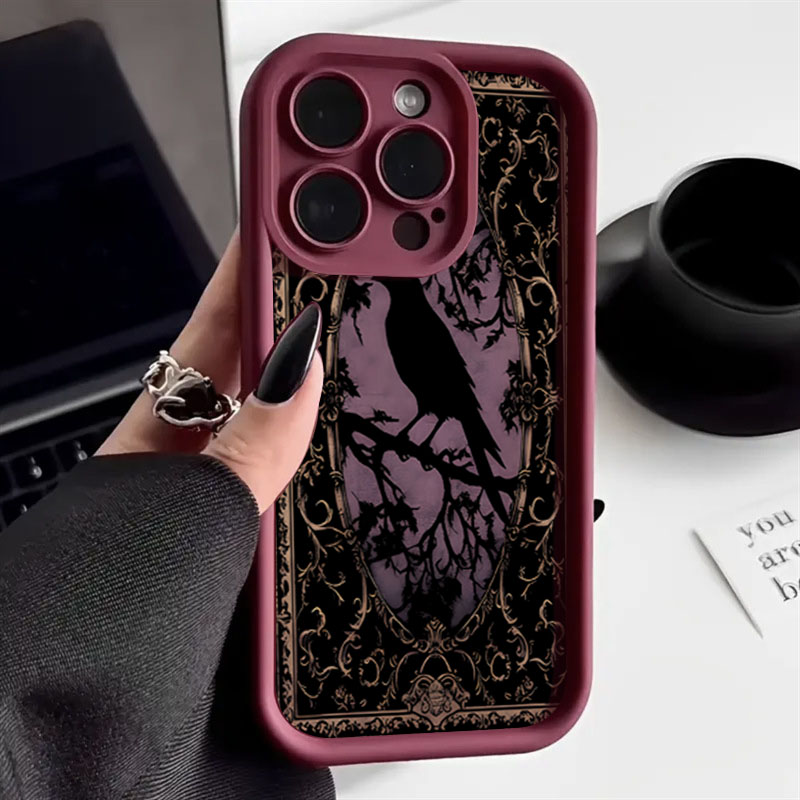 Aesthetic Black Crow Pattern W - đánh giá và giá Phone Cases Aesthetic