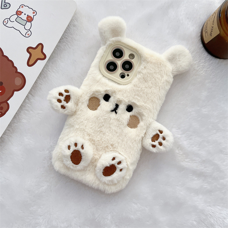 Korean 3D Cartoon Bear Fluffy  - đánh giá và giá Phone Cases Iphone 15 Pro Max
