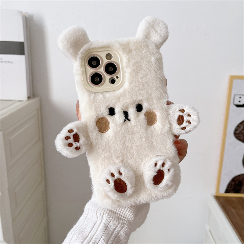 Korean 3D Cartoon Bear Fluffy  - đánh giá và giá Phone Cases Iphone 15 Pro Max