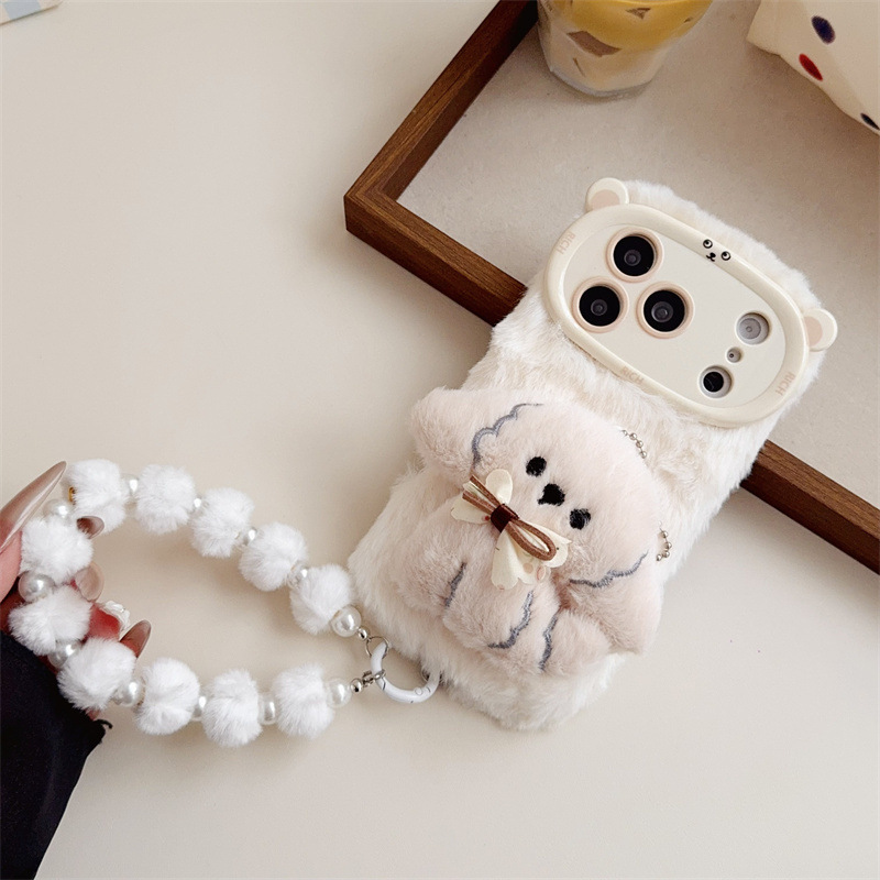 3D Cartoon Bowknot Puppy Warm  - đánh giá và giá Phone Cases Iphone 15 Pro Max