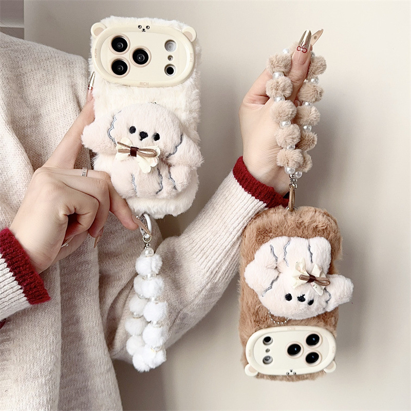 3D Cartoon Bowknot Puppy Warm  - đánh giá và giá Phone Cases Iphone 15 Pro Max