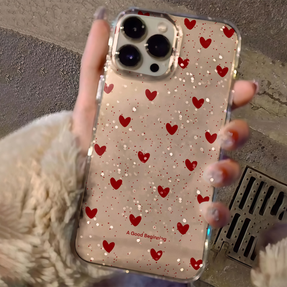 Pink Love Heart Clear Glitter  - đánh giá và giá Glitter Shockproof Case