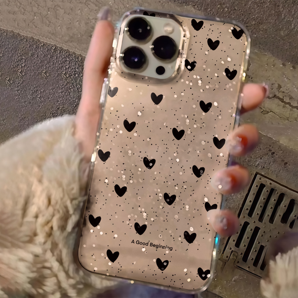 Pink Love Heart Clear Glitter  - đánh giá và giá Glitter Shockproof Case