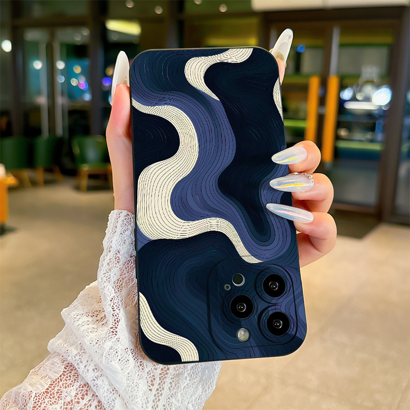 Aesthetic Navy Abstract Contou - đánh giá và giá Phone Cases Aesthetic