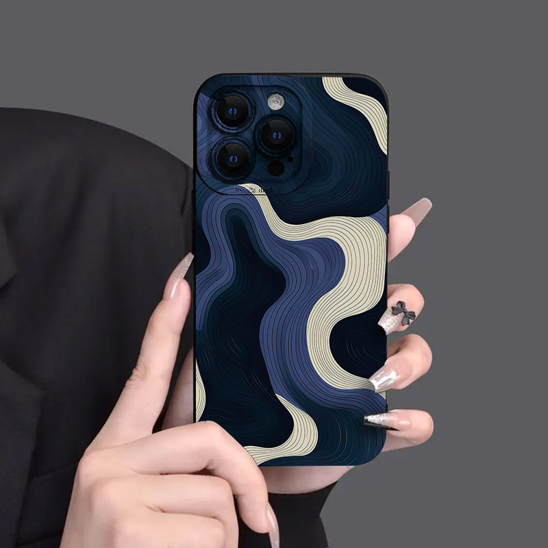 Aesthetic Navy Abstract Contou - đánh giá và giá Phone Cases Aesthetic