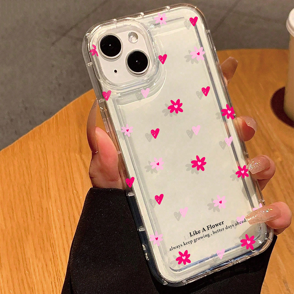Pink Flowers Heart Print Clear - đánh giá và giá Phone Cases Pinterest