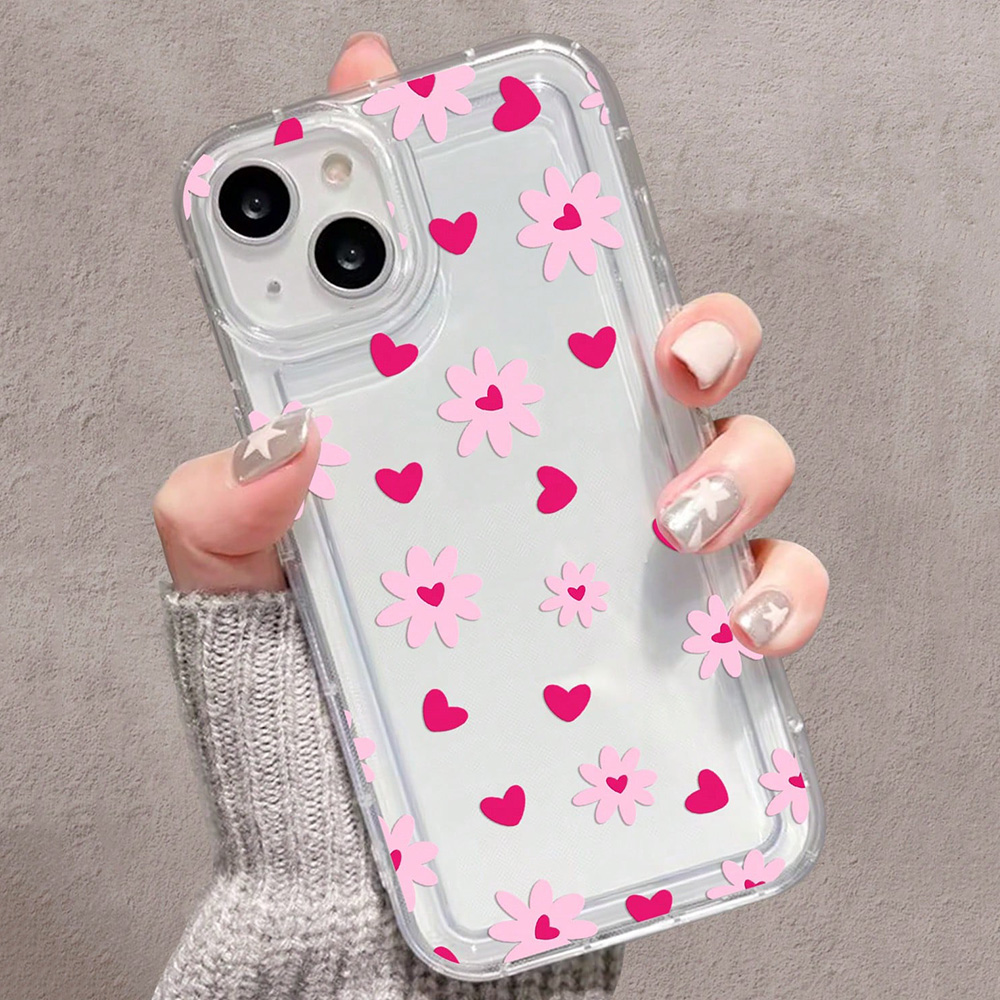 Pink Flowers Heart Print Clear - đánh giá và giá Phone Cases Pinterest