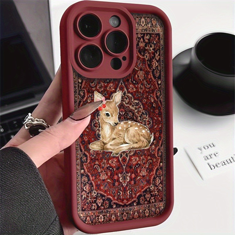 Vintage Red Floral Deer Patter - đánh giá và giá Phone Cases Red Deer
